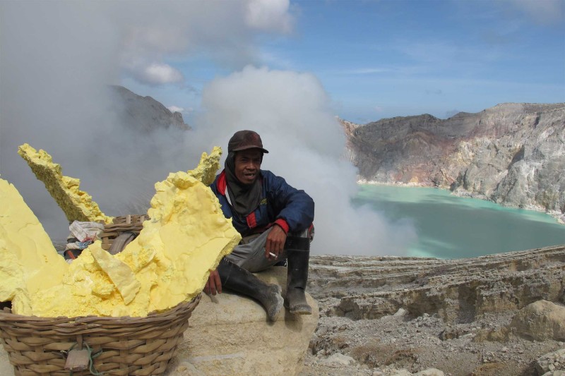 Ijen Volcano Sulphur Miner